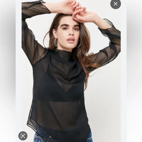 UO Sheer mock neck blouse - Picture 3 of 5